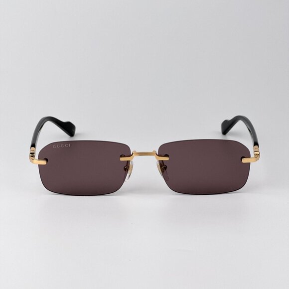 Gucci GG1221S Sunglasses – Gold Rimless Square Frame Brown | Model GG1221S 002 - Picture 1 of 13